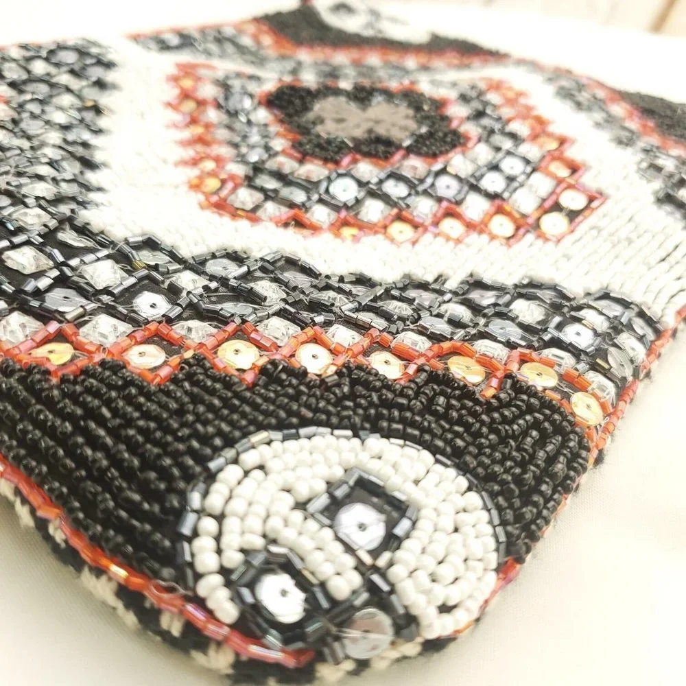 Antik Kraft Women's Multicolor Geometric Beaded Sequin Rectangle Cosmetic Bag